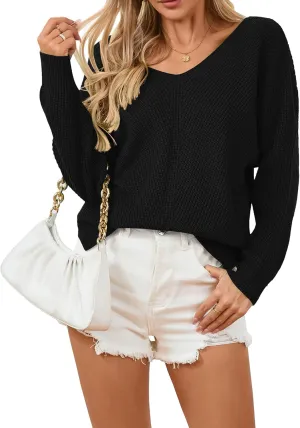 Womens Sweaters Oversized Long Sleeve Cropped Sweaters Cute Off The Shoulder Sweater for Women