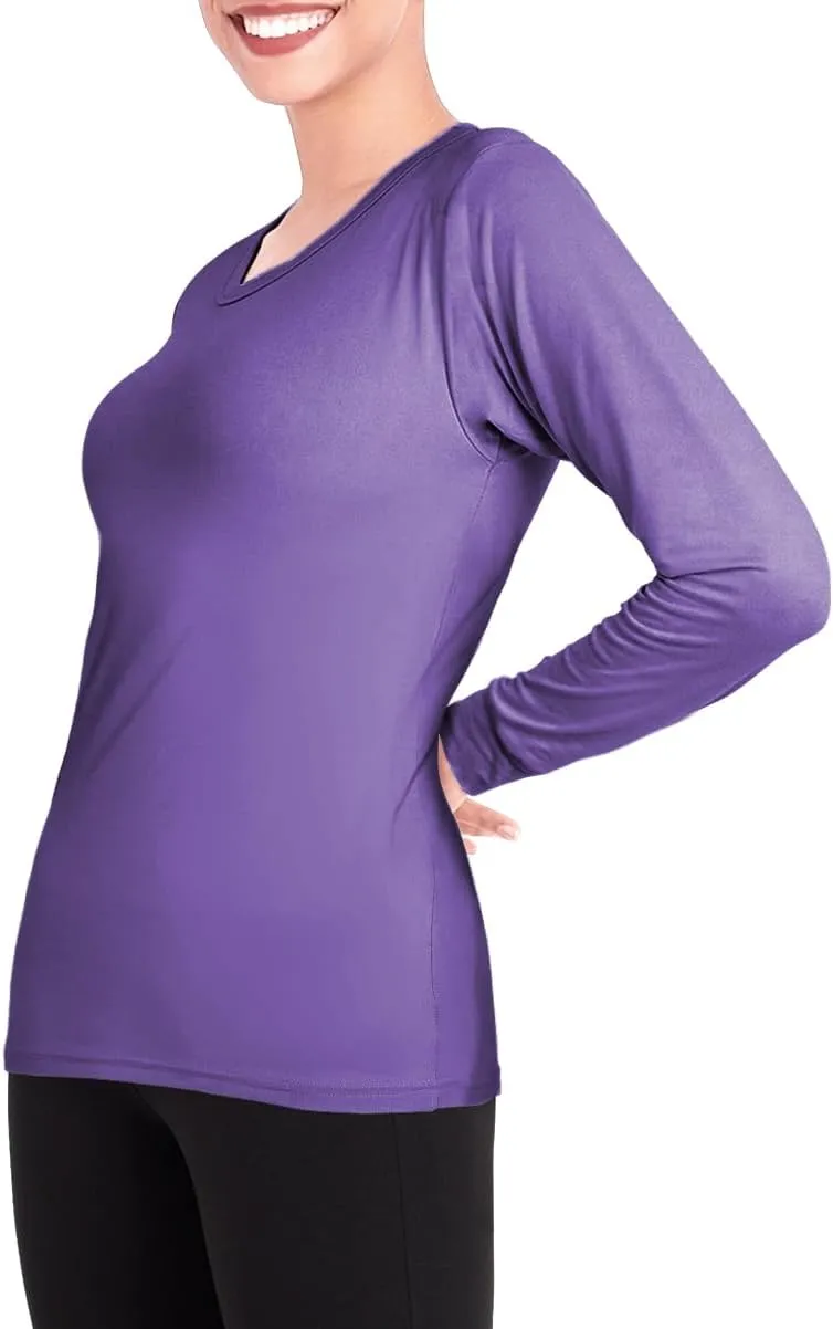 Womens Ultra Soft Midweight Baselayer Top | All Season Thermal Scoop Neck Long Sleeve Shirt | Multi Packs