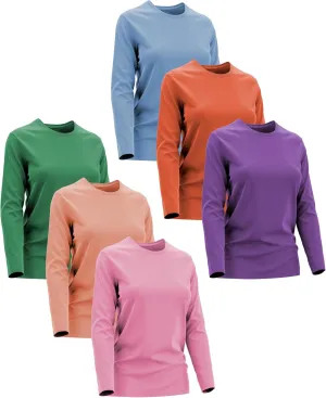Womens Ultra Soft Midweight Baselayer Top | All Season Thermal Scoop Neck Long Sleeve Shirt | Multi Packs