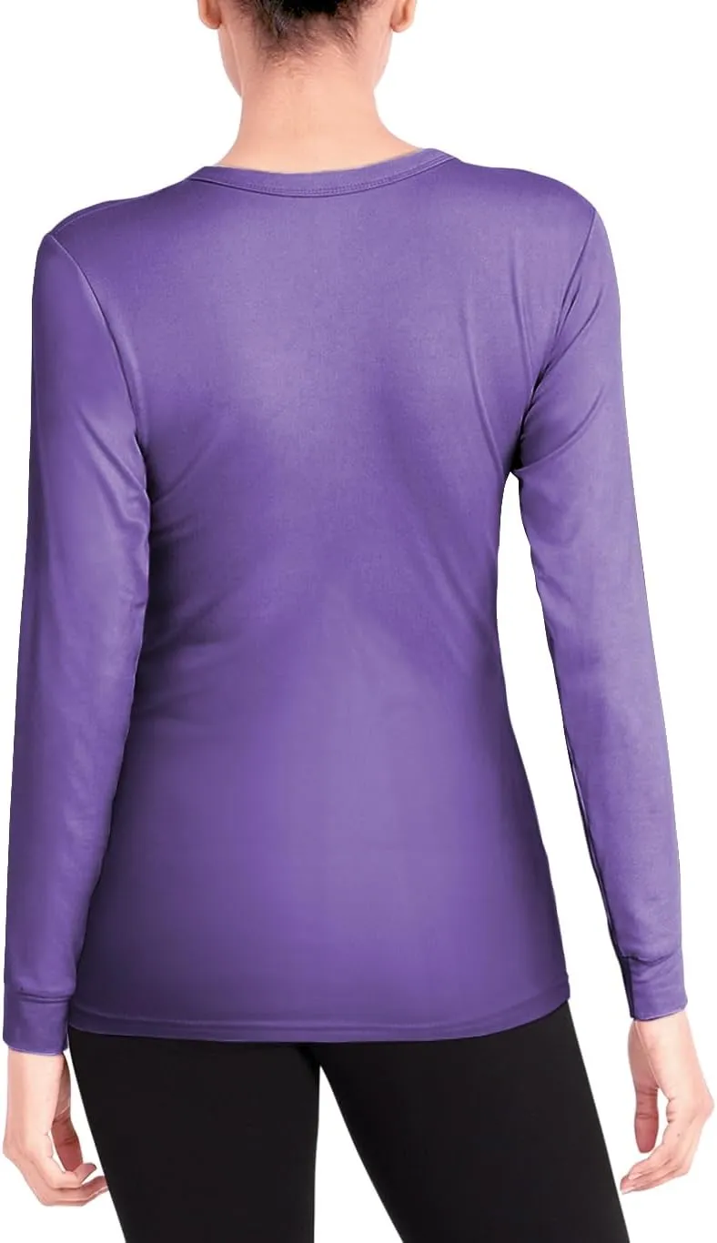 Womens Ultra Soft Midweight Baselayer Top | All Season Thermal Scoop Neck Long Sleeve Shirt | Multi Packs