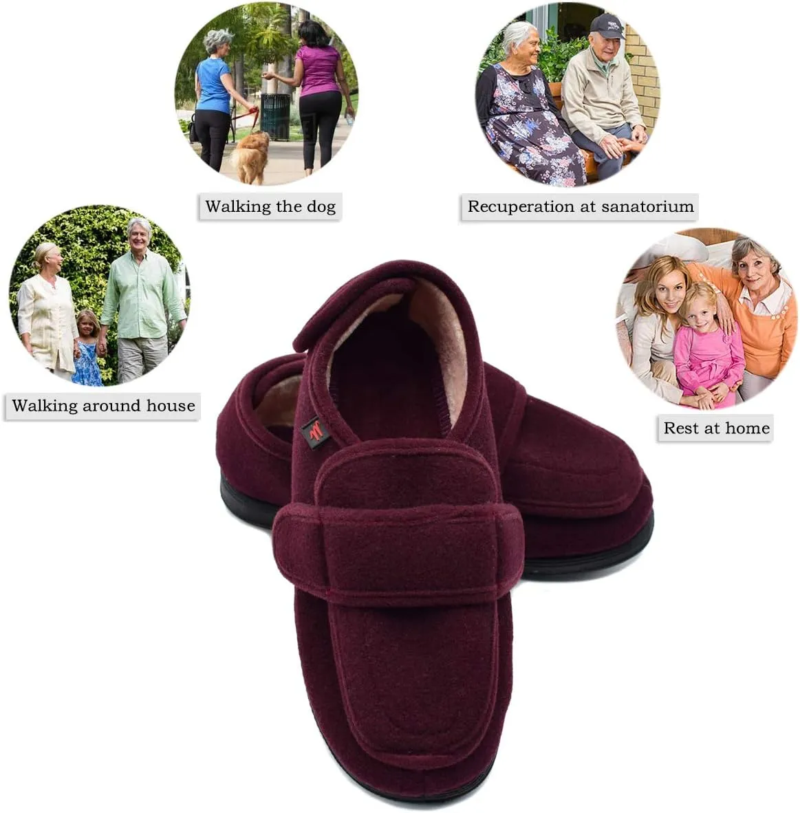 Women’s Wide Width House Shoes with Memory Foam Support Swollen Feet Edema Relief Cozy Outdoor Sole Diabetic House Slippers for Elderly Plantar Fasciitis