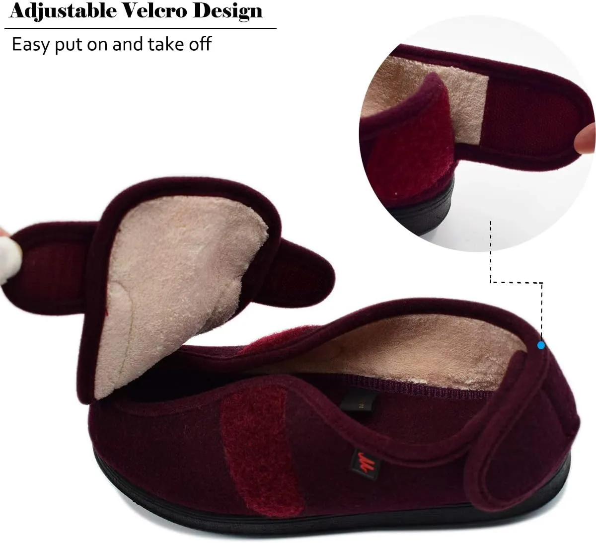 Women’s Wide Width House Shoes with Memory Foam Support Swollen Feet Edema Relief Cozy Outdoor Sole Diabetic House Slippers for Elderly Plantar Fasciitis