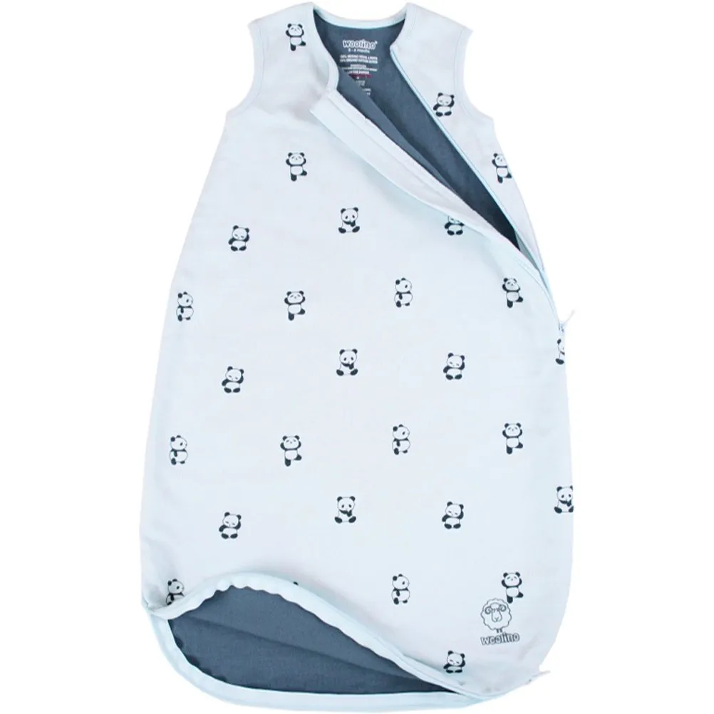 Woolino Merino Wool and Organic Cotton Baby Sleep Bag - 4 Season Classic Sleep Sack for Baby - Two-Way Zipper Sleeping Bag for Baby and Toddler - 6-18 Months - Panda