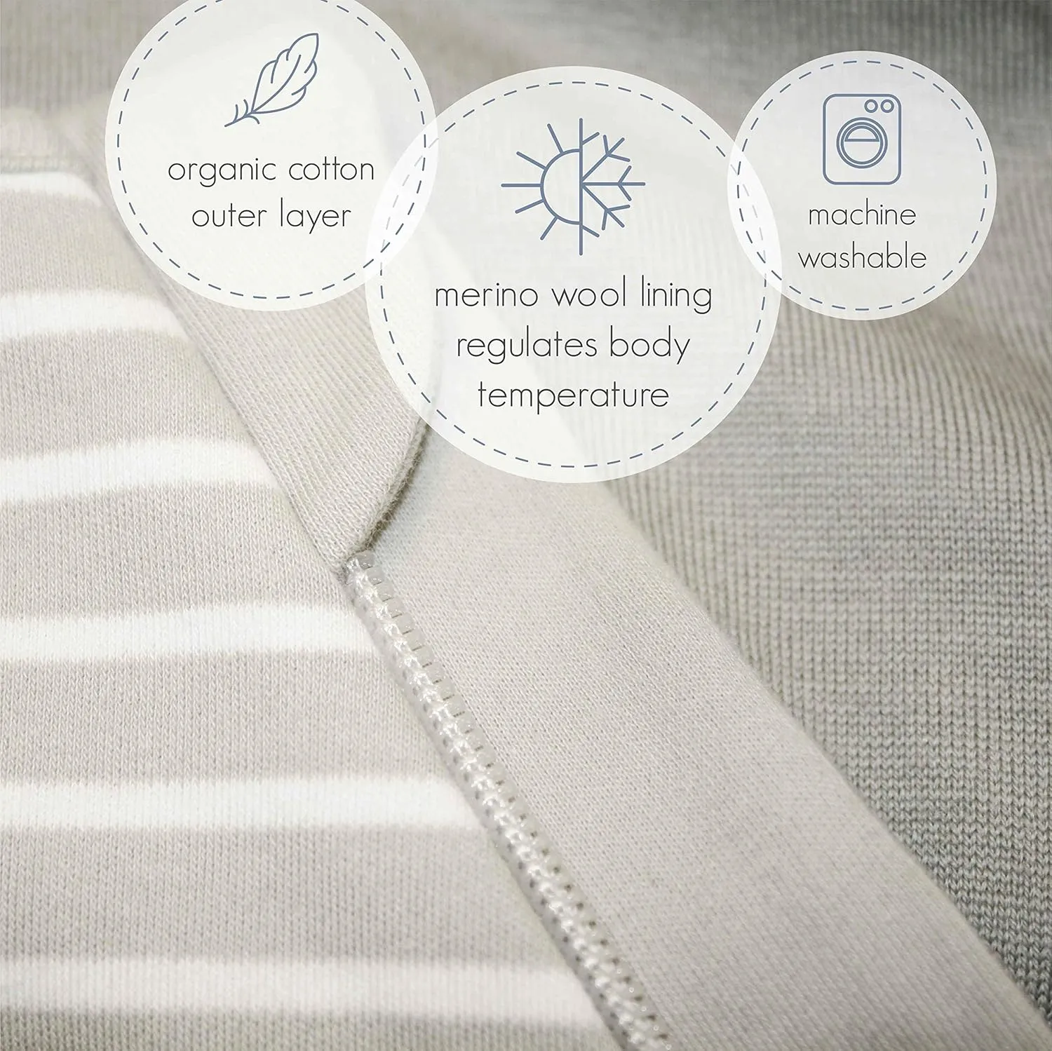 Woolino Merino Wool and Organic Cotton Baby Sleep Bag - 4 Season Classic Sleep Sack for Baby - Two-Way Zipper Sleeping Bag for Baby and Toddler - 6-18 Months - Panda