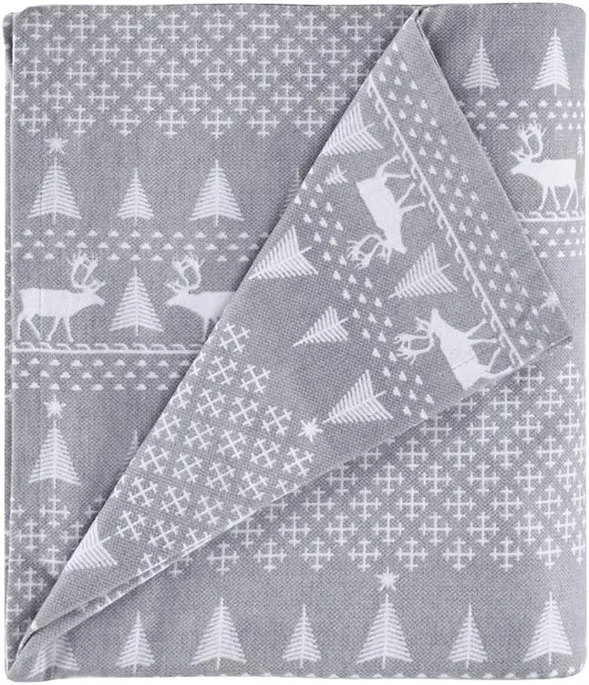 Woolrich Cotton Sheet Set Cottage Charms Print, 100% Cotton Flannel Sheets Warm & Fuzzy Bedding Set King Size Sheets, Fitted Pocket Fits Up to 14" Mattress, King Grey Winter Frost, 4 Piece
