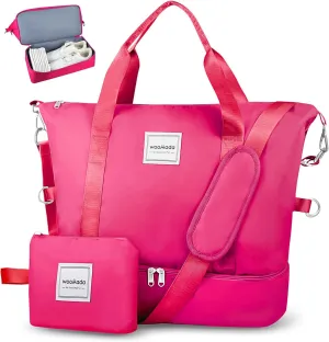 WOOMADA Weekender Bag for Women, Travel Duffel Bags with Shoe Compartment & Wet Pocket, Personal Item Bag for Airlines