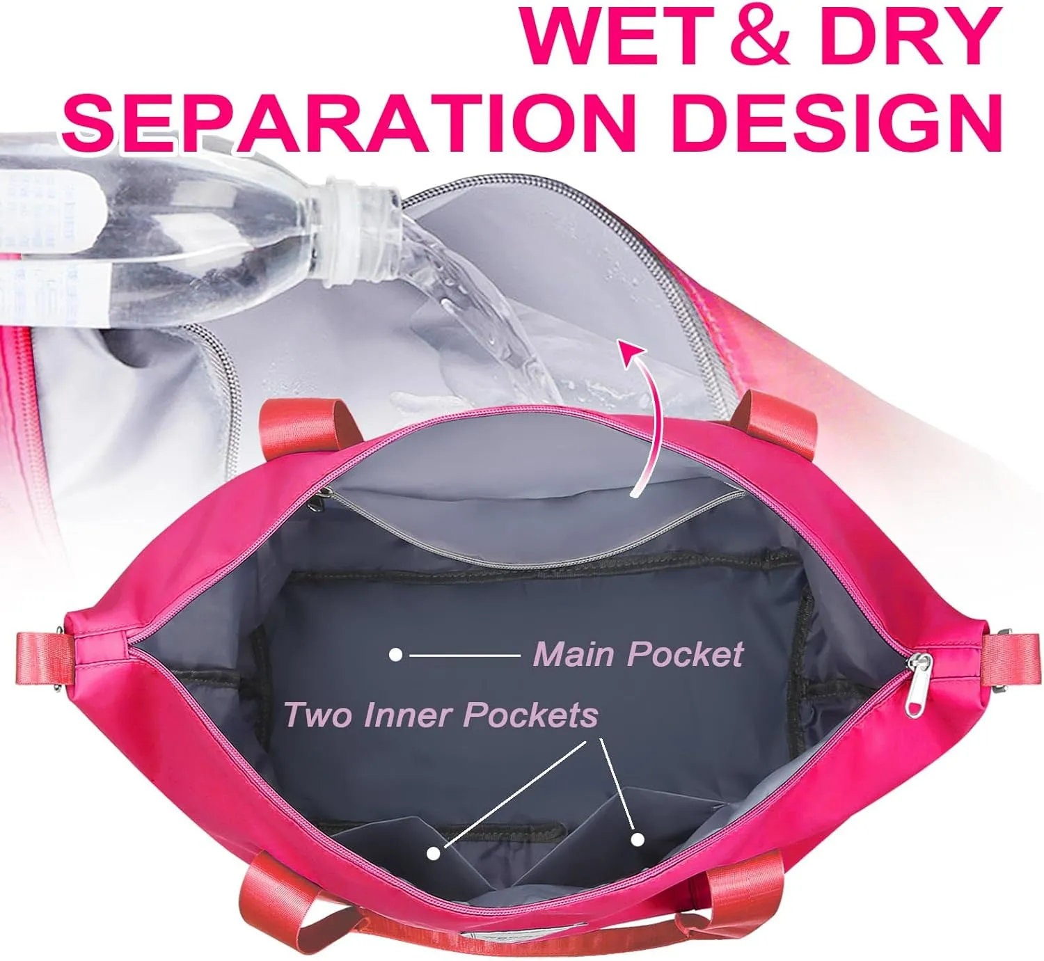 WOOMADA Weekender Bag for Women, Travel Duffel Bags with Shoe Compartment & Wet Pocket, Personal Item Bag for Airlines