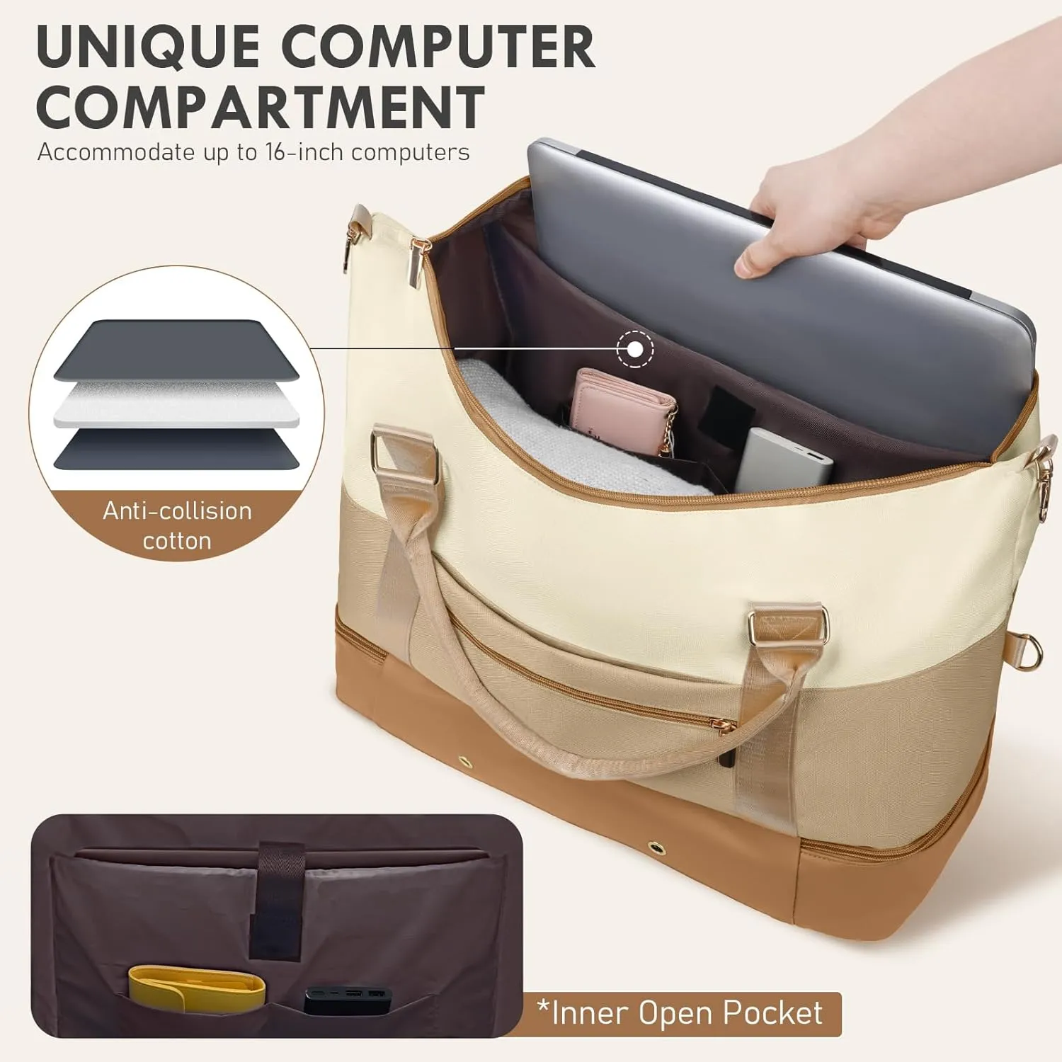 WOOMADA Weekender Bags for Women, Carry On Overnight Bag with Toiletry Bag, Personal Item Travel Duffel