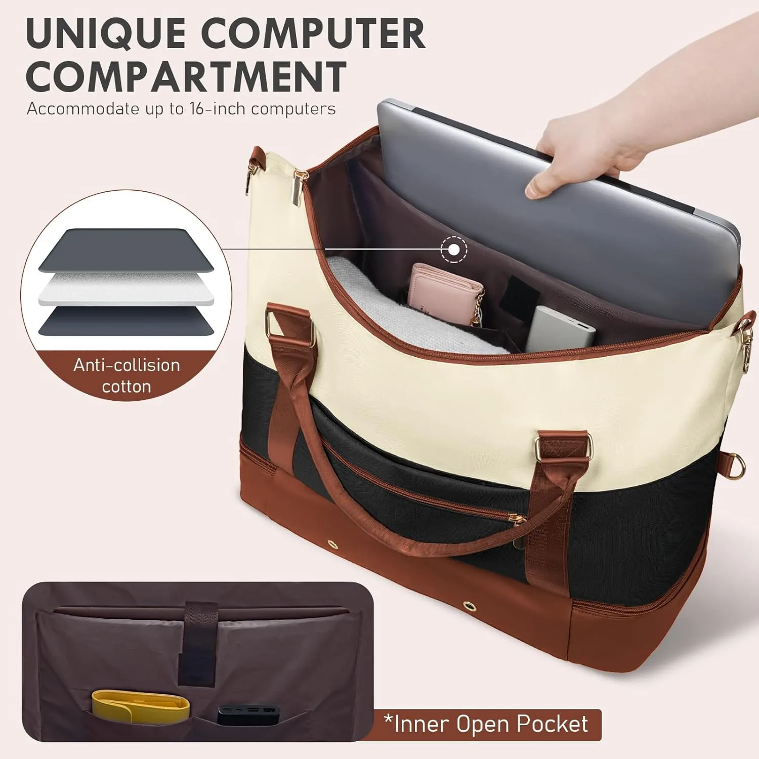 WOOMADA Weekender Bags for Women, Carry On Overnight Bag with Toiletry Bag, Personal Item Travel Duffel