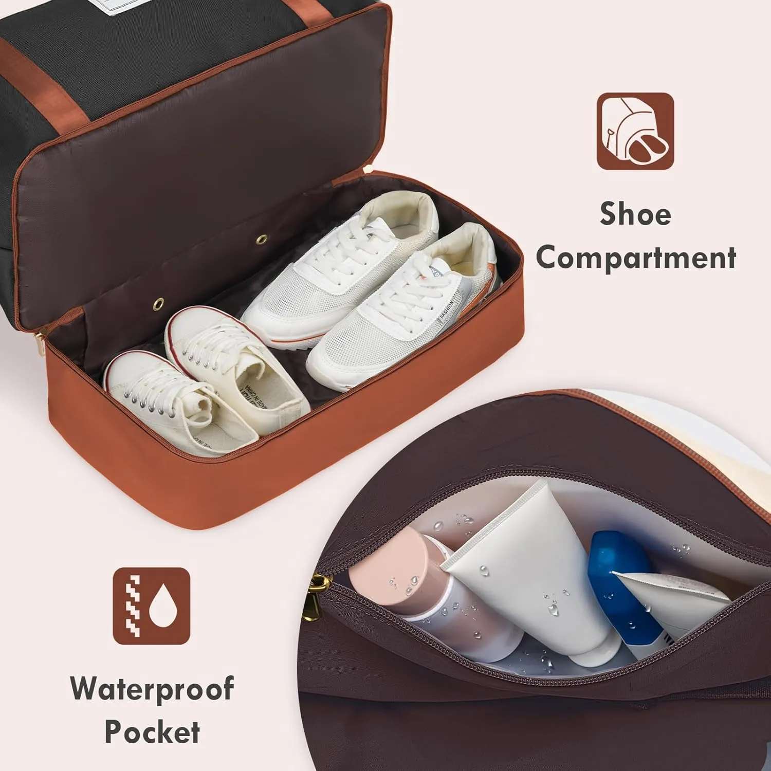 WOOMADA Weekender Bags for Women, Carry On Overnight Bag with Toiletry Bag, Personal Item Travel Duffel