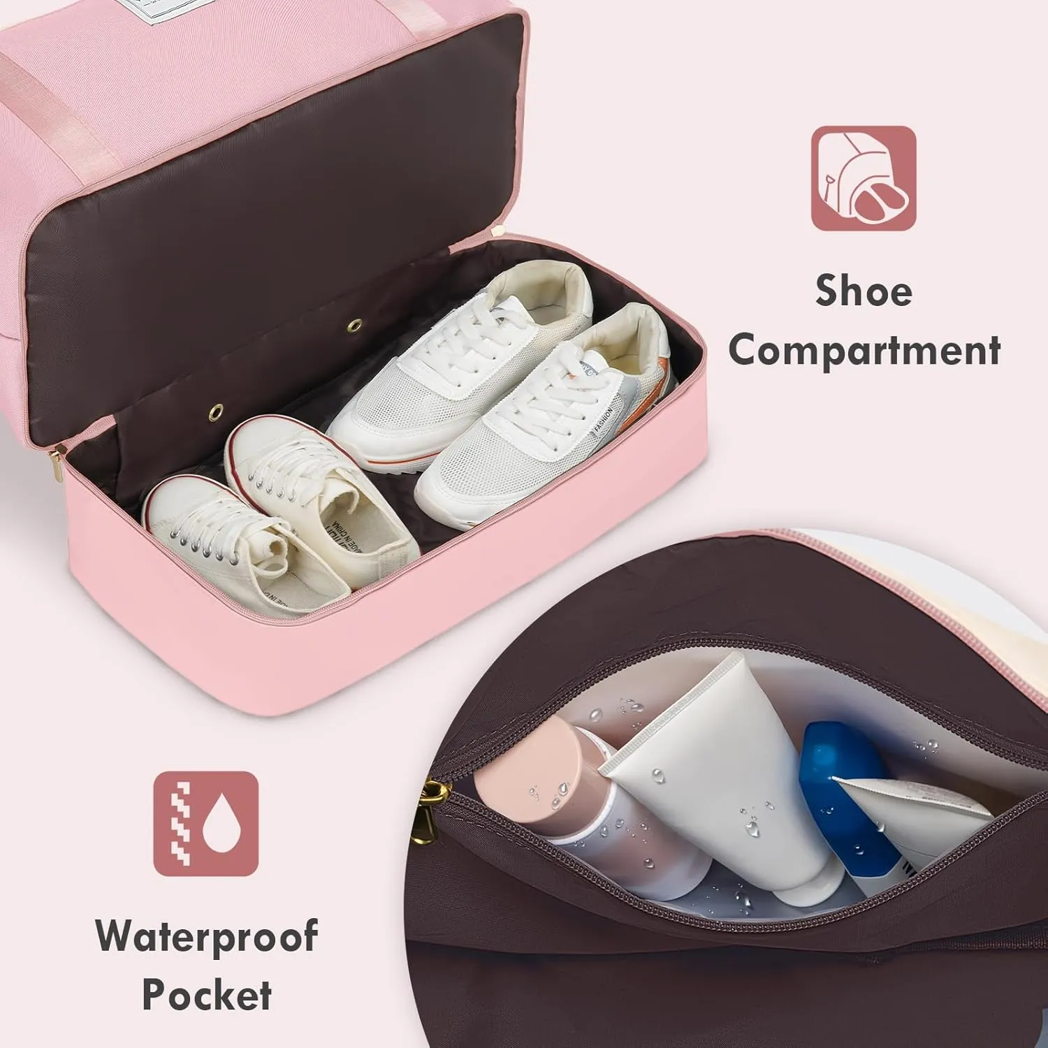 WOOMADA Weekender Bags for Women, Carry On Overnight Bag with Toiletry Bag, Personal Item Travel Duffel
