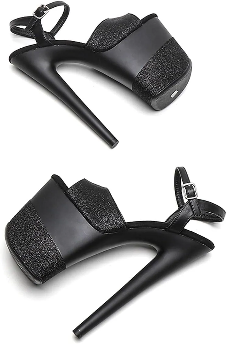 WUXIN H&P Women's Exotic Pole Dance Ankle-Strap Sandal 8 Inch Glitter Round Toe Platform Splice Fashion Model Sexy Stiletto Custom Dress shoes High Heel