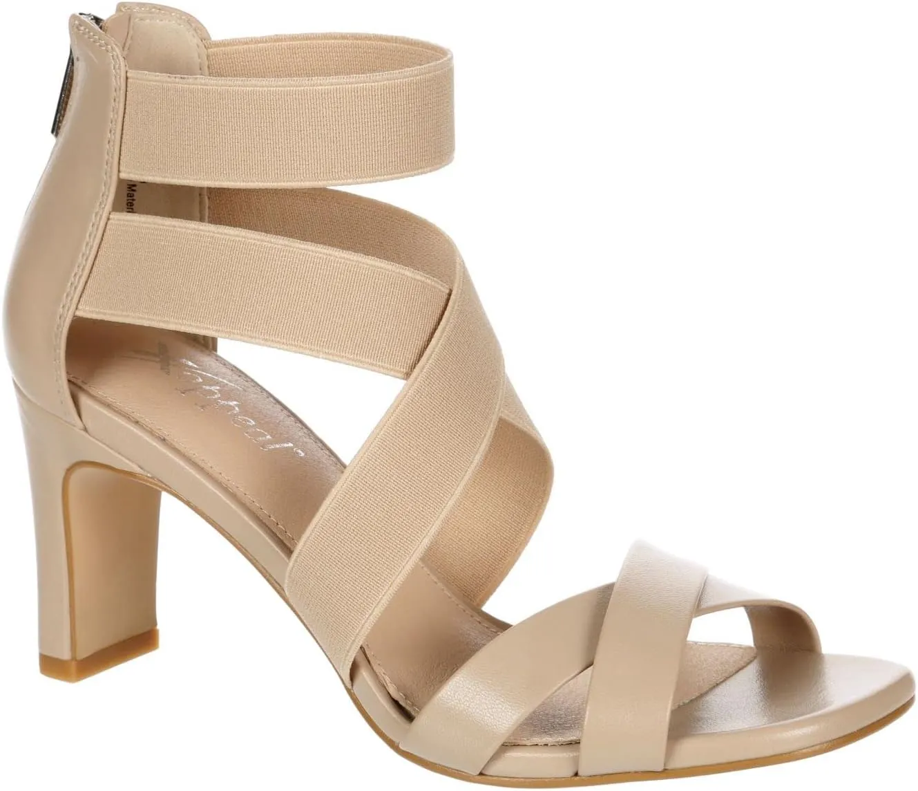 XAPPEAL Elline - Women's Zip-Up Elastic Ankle Strap Heel Open Toe Dress Sandal