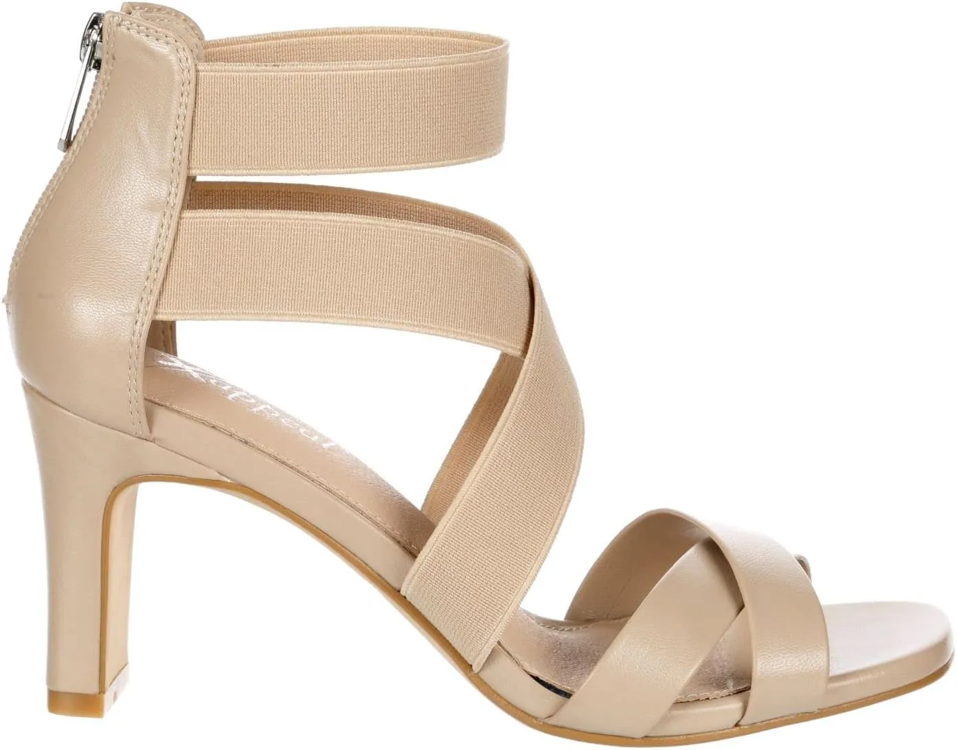XAPPEAL Elline - Women's Zip-Up Elastic Ankle Strap Heel Open Toe Dress Sandal