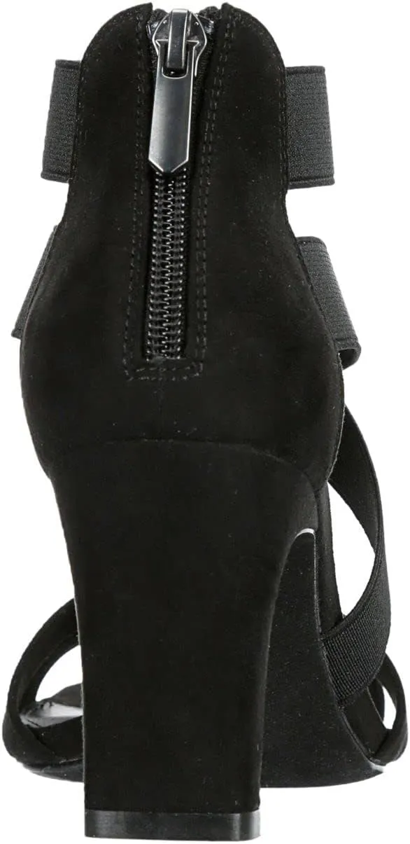 XAPPEAL Elline - Women's Zip-Up Elastic Ankle Strap Heel Open Toe Dress Sandal