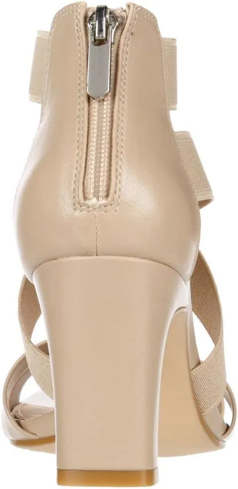 XAPPEAL Elline - Women's Zip-Up Elastic Ankle Strap Heel Open Toe Dress Sandal