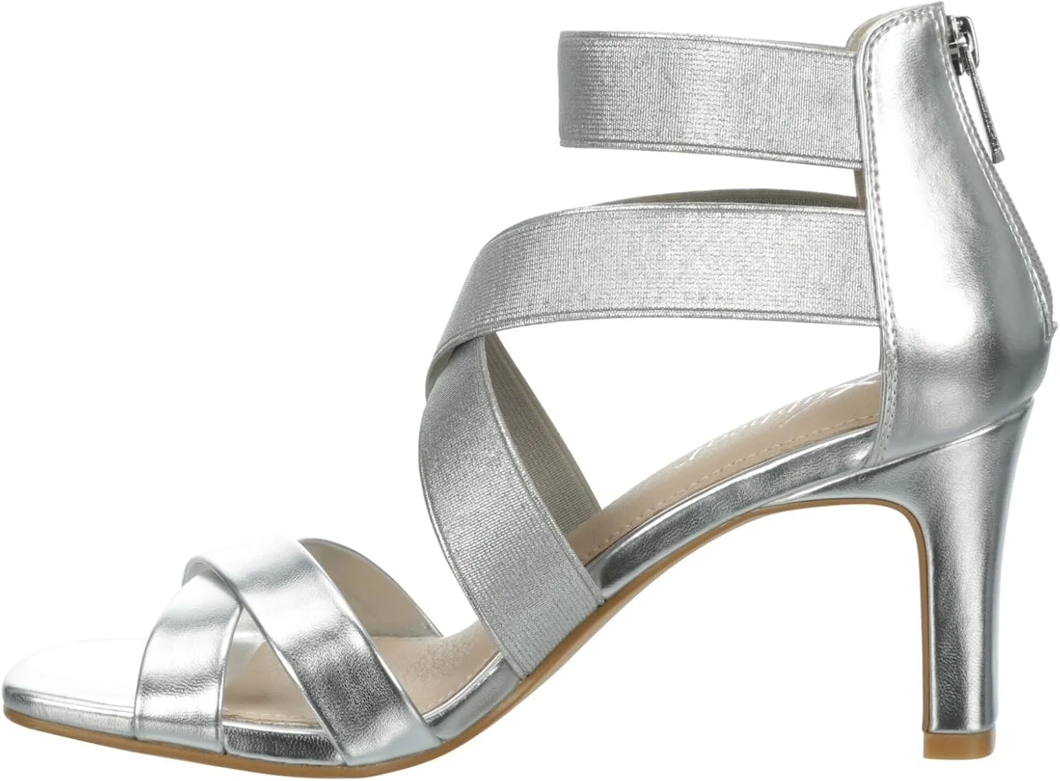 XAPPEAL Elline - Women's Zip-Up Elastic Ankle Strap Heel Open Toe Dress Sandal