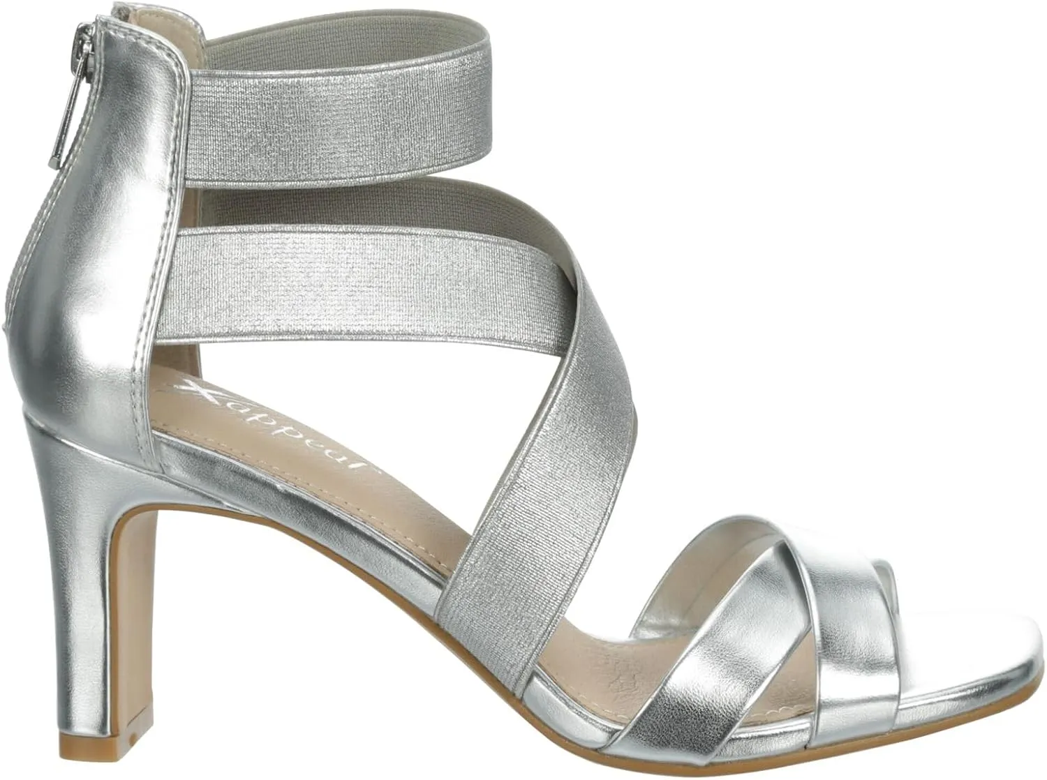 XAPPEAL Elline - Women's Zip-Up Elastic Ankle Strap Heel Open Toe Dress Sandal