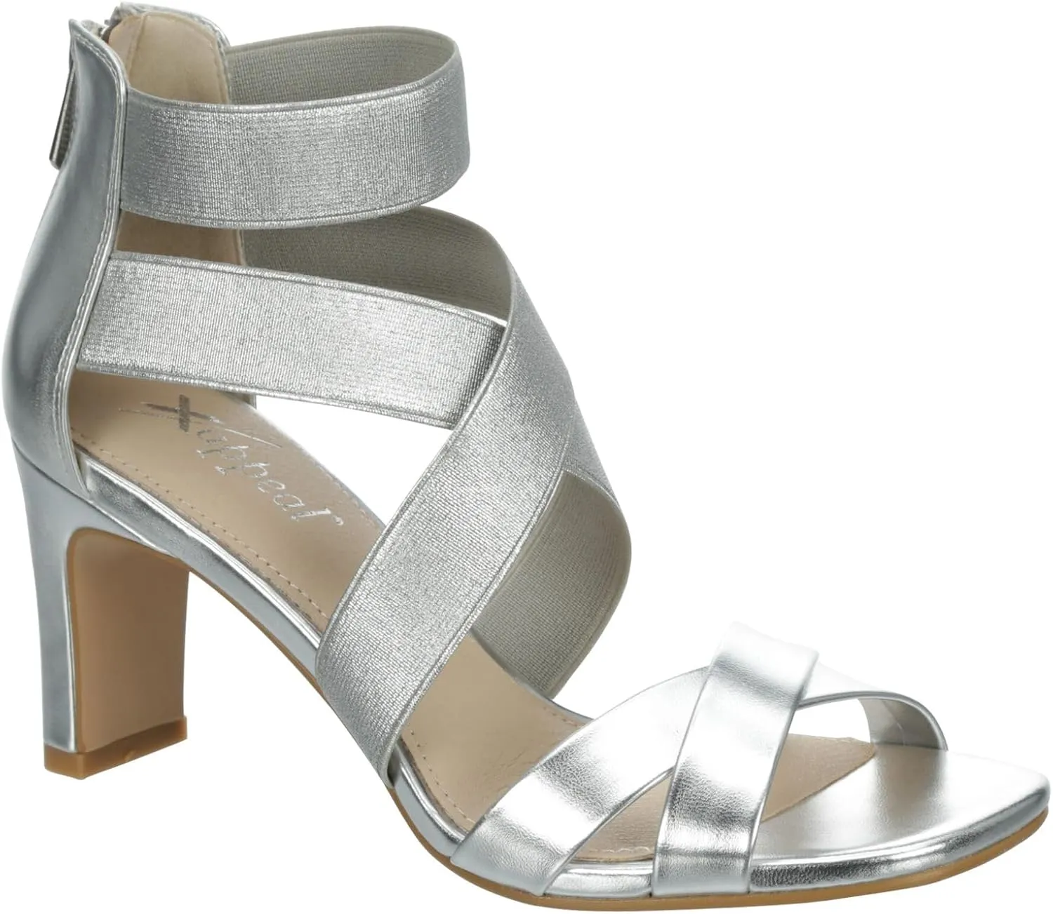 XAPPEAL Elline - Women's Zip-Up Elastic Ankle Strap Heel Open Toe Dress Sandal