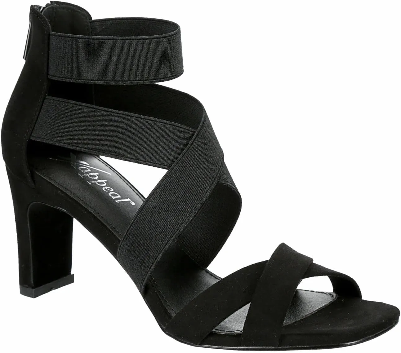 XAPPEAL Elline - Women's Zip-Up Elastic Ankle Strap Heel Open Toe Dress Sandal