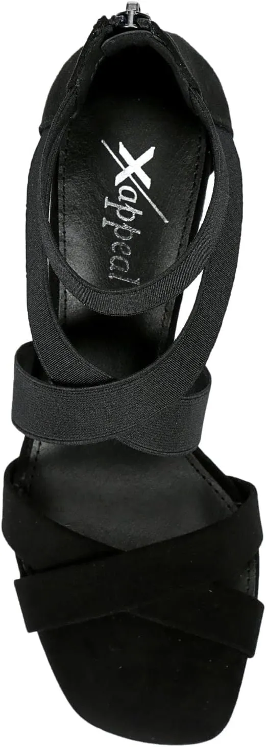 XAPPEAL Elline - Women's Zip-Up Elastic Ankle Strap Heel Open Toe Dress Sandal