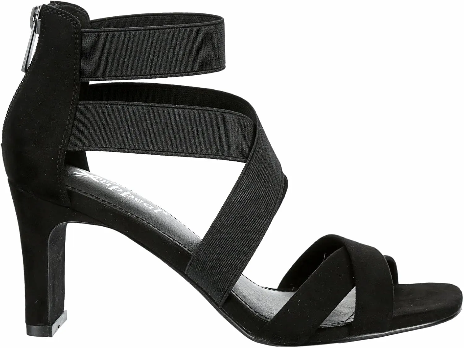 XAPPEAL Elline - Women's Zip-Up Elastic Ankle Strap Heel Open Toe Dress Sandal