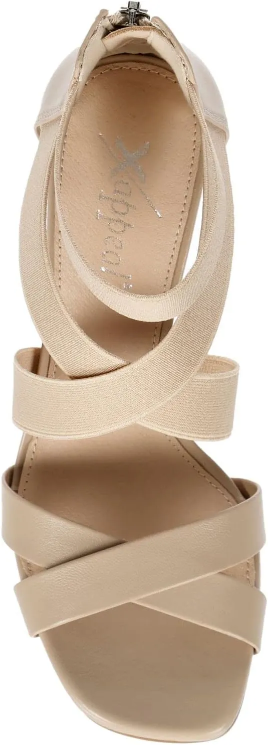 XAPPEAL Elline - Women's Zip-Up Elastic Ankle Strap Heel Open Toe Dress Sandal