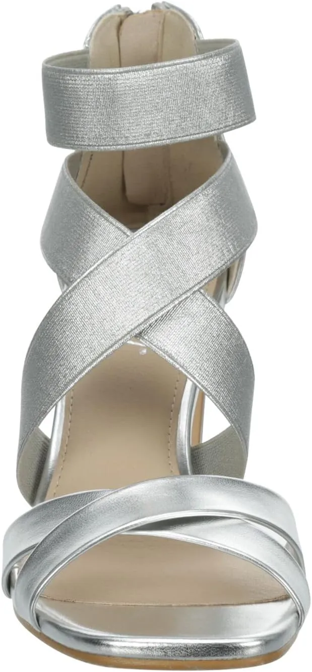 XAPPEAL Elline - Women's Zip-Up Elastic Ankle Strap Heel Open Toe Dress Sandal