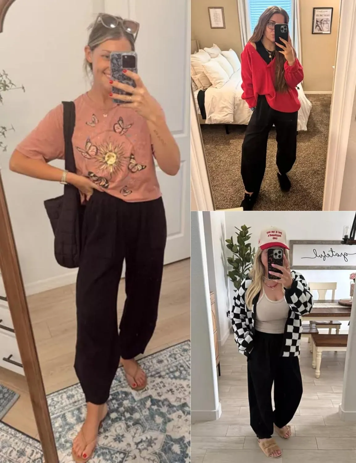 Xiaoxuemeng Womens Baggy Wide Leg Pants Casual Elastic Waisted Palazzo Harem Pants with Pockets