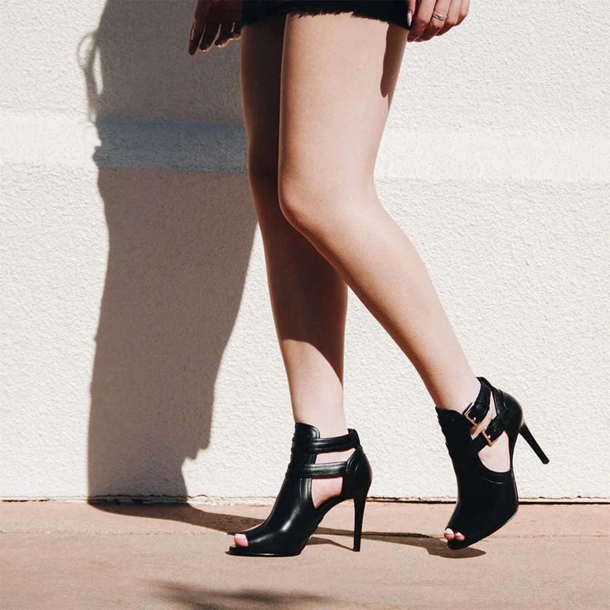 XYD Women Peep Toe Sandal Ankle Booties Dual Buckled Straps Stiletto Heels Stylish Cutout Event Party Pumps Shoes