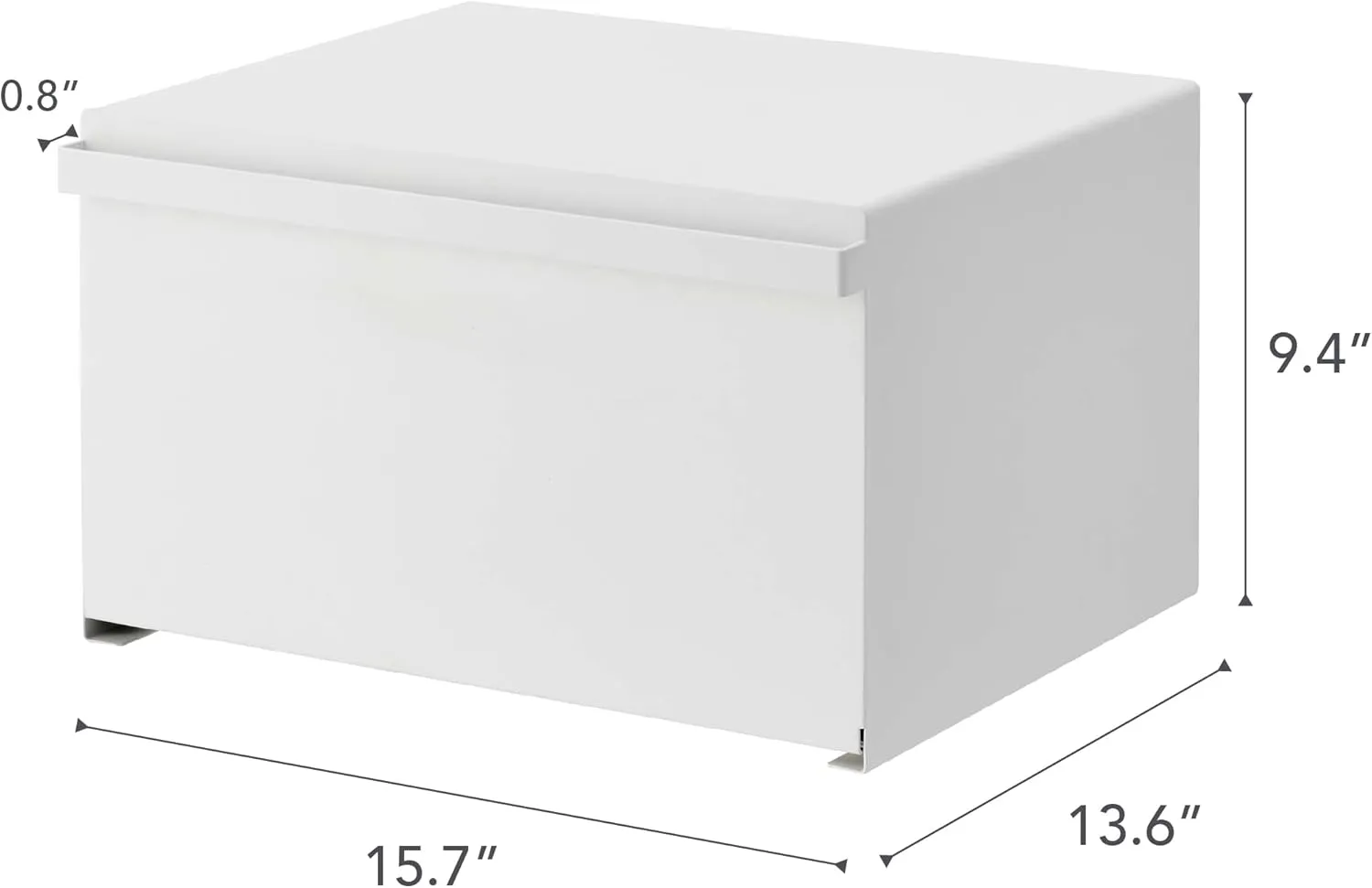 Yamazaki Home Tower Bread Box Keeper Holder Container, Metal Bread Holder Saver, Slim Space Saving Counter Storage - Horizontal - Steel