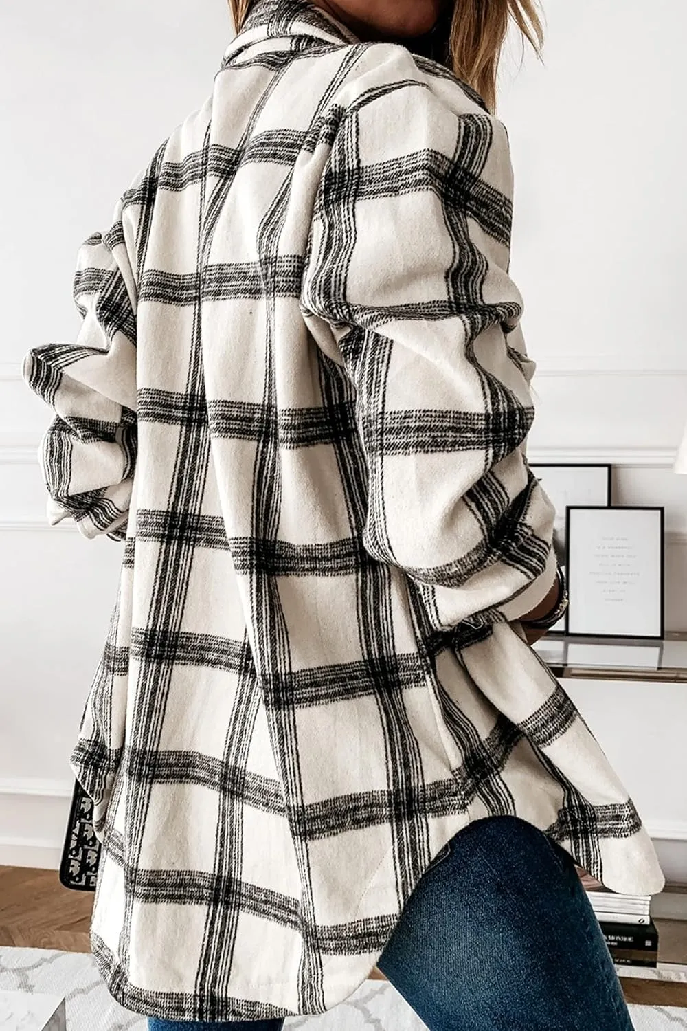 YOCUR Womens Flannel Shirts Plaid Button Down Shirt Casual Lapel Long Sleeve Outwear Warm Fall Winter Blouses
