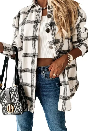 YOCUR Womens Flannel Shirts Plaid Button Down Shirt Casual Lapel Long Sleeve Outwear Warm Fall Winter Blouses