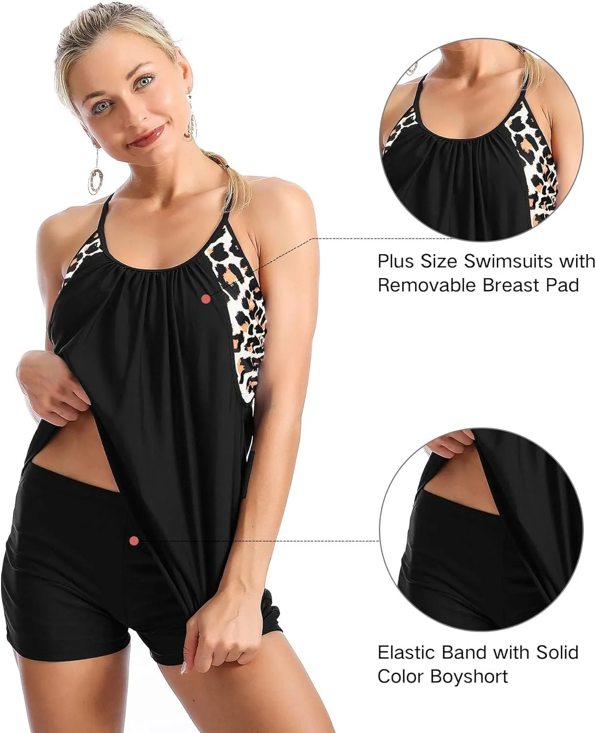 Zando Tankini Swimsuits for Women 2024 Athletic Two Piece Bathing Suit Sporty Swimwear Long Torso Swim Top with Boyshorts