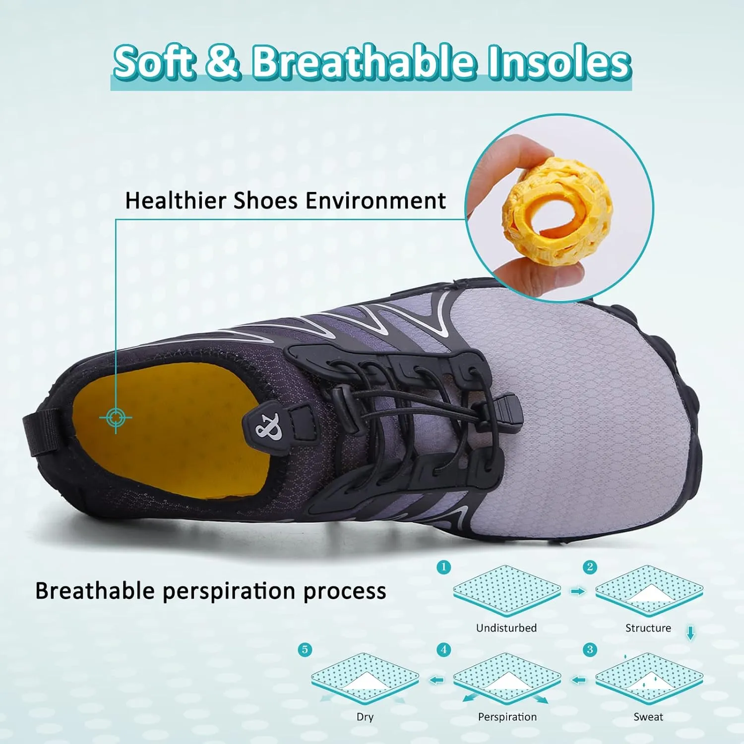 ziitop Water Shoes for Men Women Beach Barefoot Swim Rock Climbing Pool Shoes Socks, Anti-Slip Breathable Quick Dry Lightweight Slip-on, Outdoor Sport Hiking Walking Boating Fishing Diving Surfing
