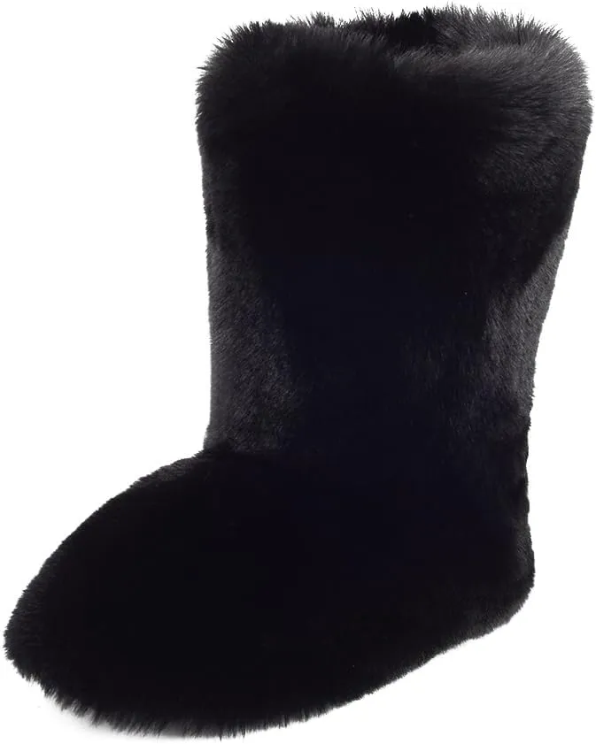ZSGYCHCY Women's Faux Fur Boots Winter Fuzzy Fluffy Warm Furry Snow Boots Flat Shoes