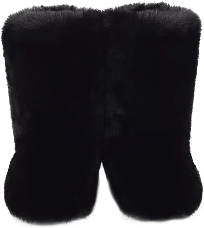 ZSGYCHCY Women's Faux Fur Boots Winter Fuzzy Fluffy Warm Furry Snow Boots Flat Shoes