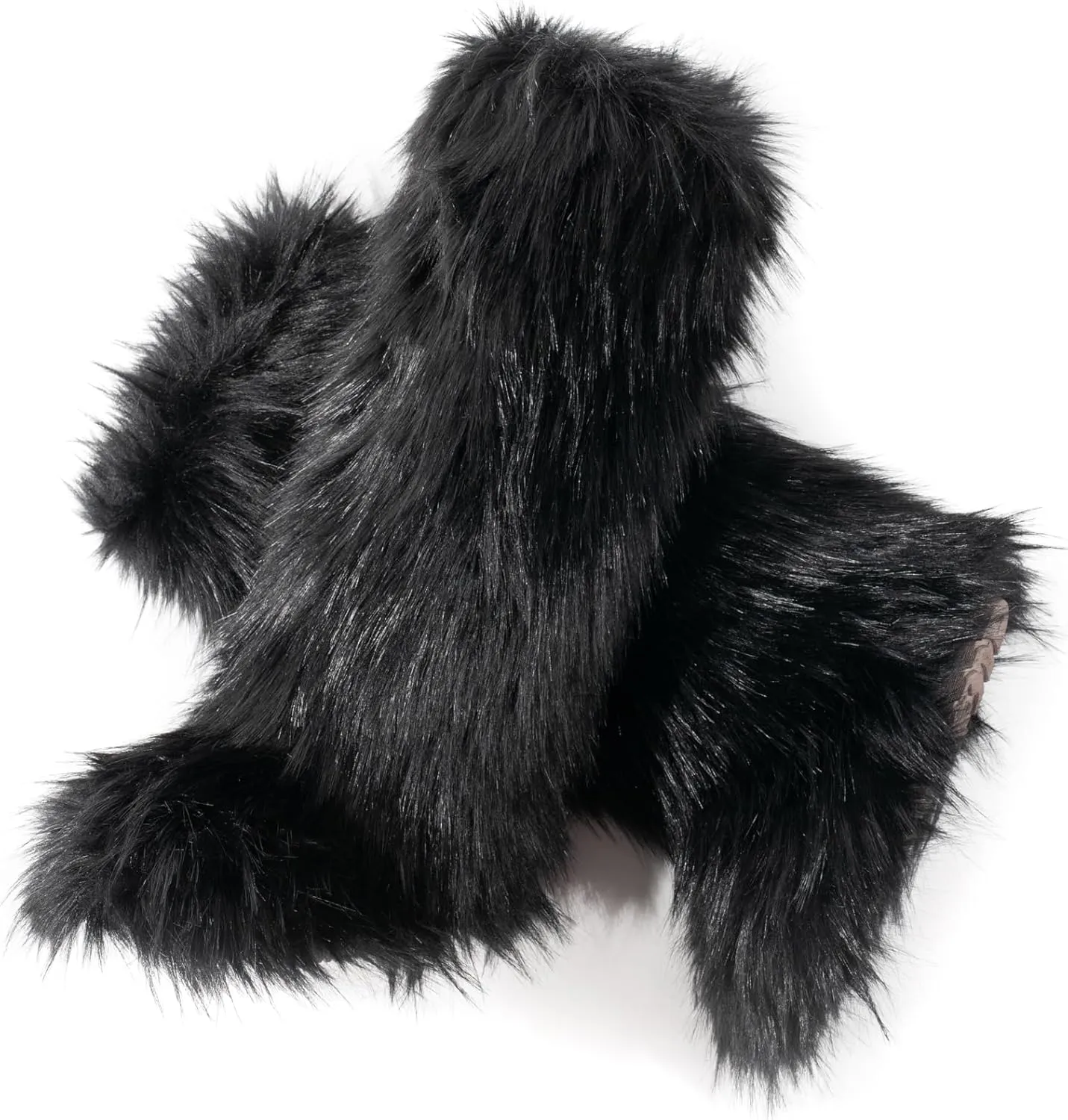 ZVC Women's Faux Fur Boots Comfortable Furry Snow Boots Fluffy Winter Boots Warm Fuzzy Outdoor Knee-High Boots Indoor Flat Shoes
