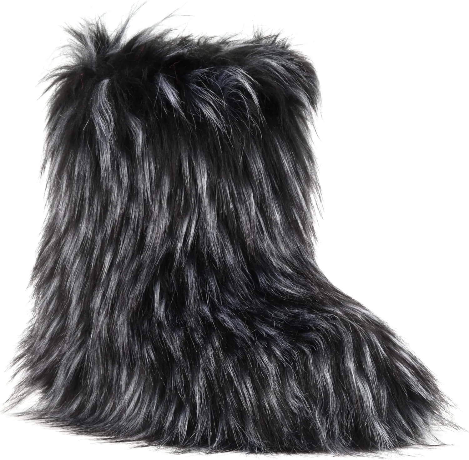 ZVC Women's Faux Fur Boots Furry Snow Boots Comfortable Fluffy Winter Boot Warm Fuzzy Mid-Calf Boot Outdoor Indoor Flat Shoes